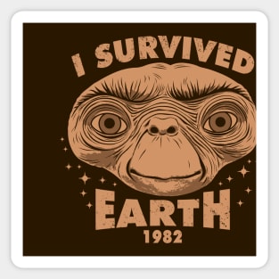 I Survived Earth Funny 80's Alien Movie Meme Sticker